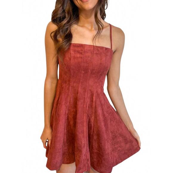 OLIVACEOUS Dresses & Skirts - NEW OLIVACEOUS litzy suede dress in fire brick